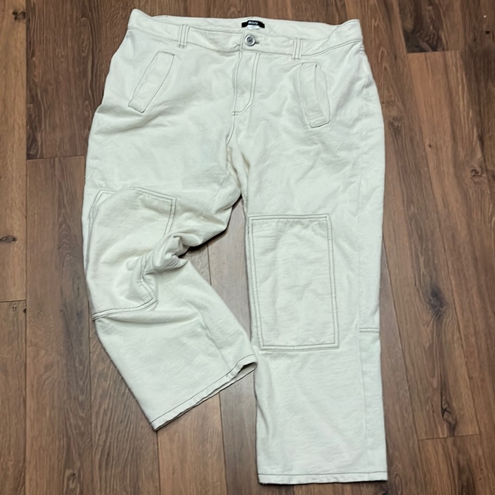 Anthro BDG Pants Patched Knee warm lined pants Off White Sz 12 Ships Sam…
